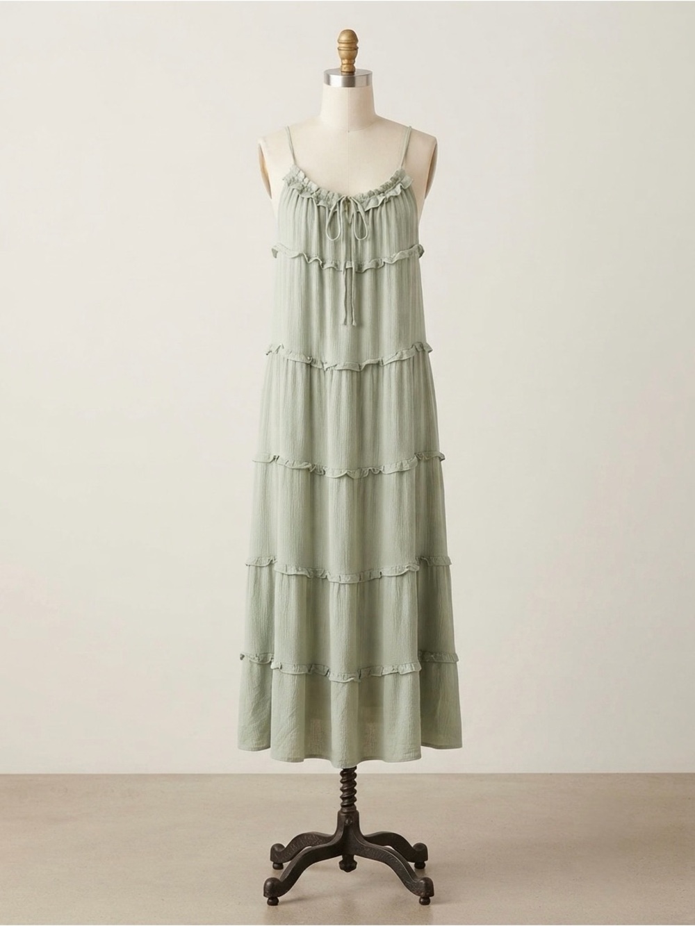 Vici Tiered Maxi Dress in Sage Green